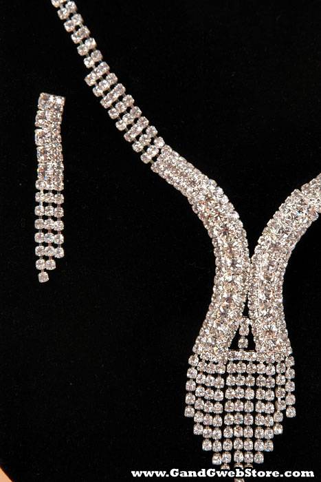 Fashion Jewelry Rhinestone Necklace And Earrings Set