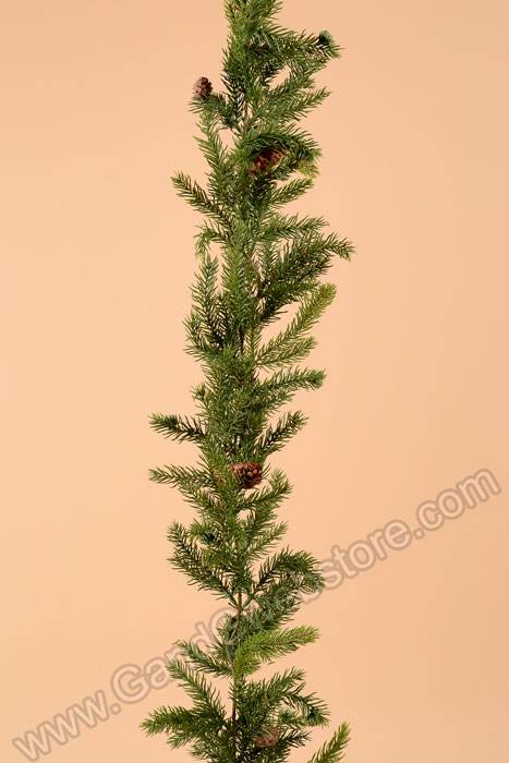 6ft Plastic Spruce W/pine Cones Garland Green