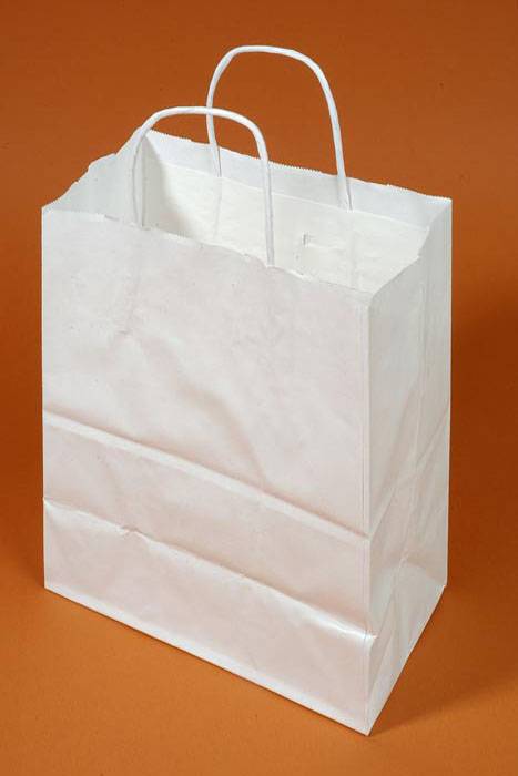 8" X 5" X 10" Kraft Shopping Bag White Pkg/12