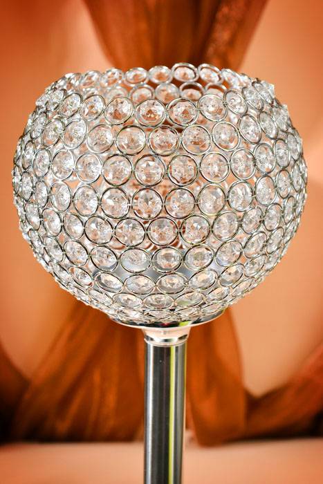 32" X 7.75" Bead Candle Holder Clear