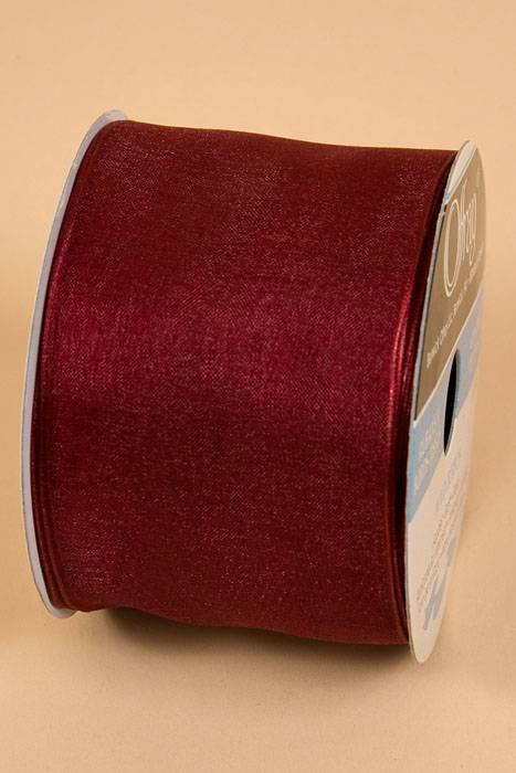 2.5" X 25yds Wired Encore Sheer Ribbon Burgundy