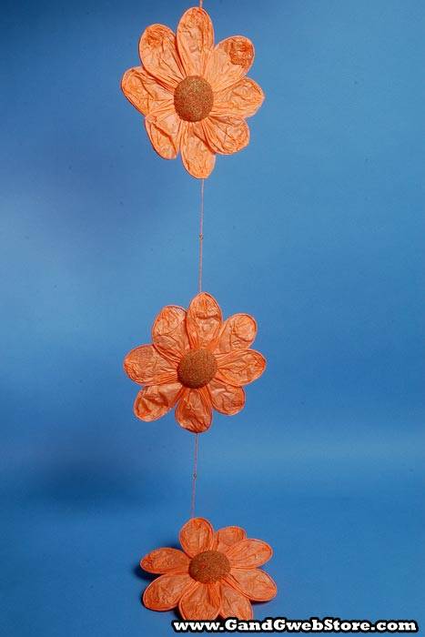 11" X 54" Paper Flower Garland Orange