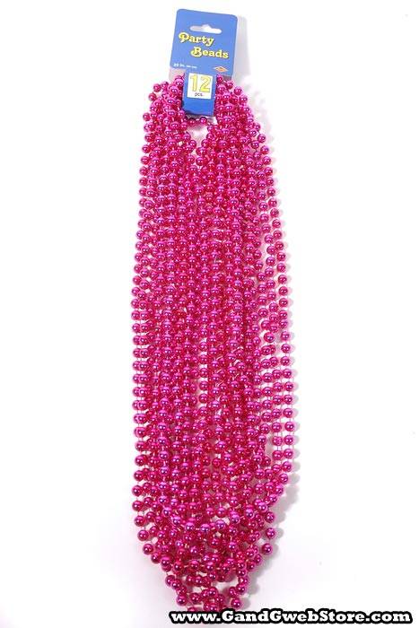 Round Party Beads Cerise Pkg/12