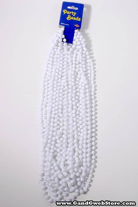Round Party Beads White Pkg/12