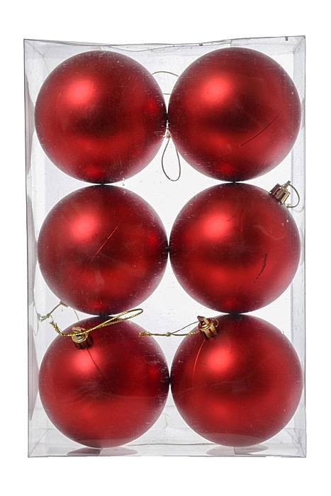 80mm Matte Plastic Ball Pkg/6 Red