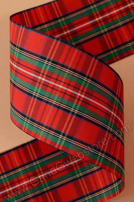 2.5" X 25yds Stewart Ribbon Christmas Red