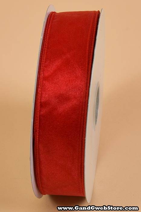 1.5" X 50yds Wired Sheer Spring Ribbon Red