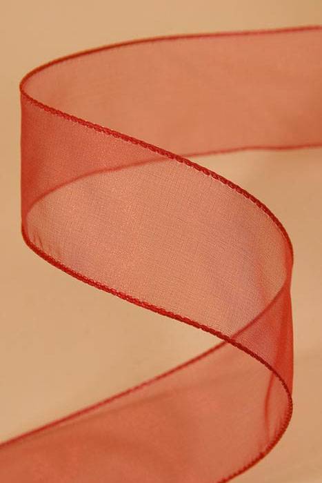 1.5" X 50yds Wired Sheer Spring Ribbon Red