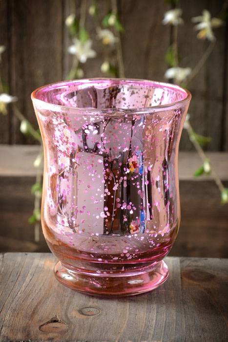4" Mercury Glass Candle Holder Pink