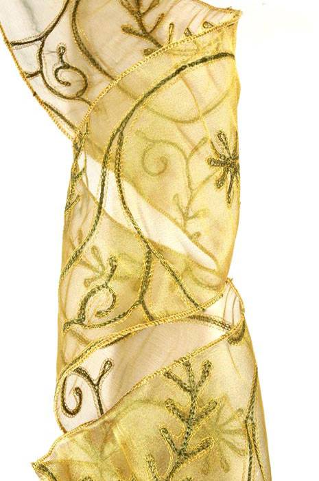 6" X10yds Embossed Sheer Ribbon Green