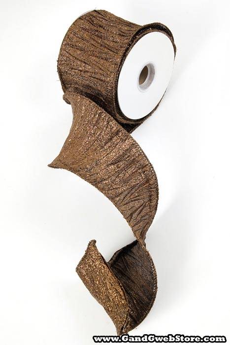 4" X 10yds Khady Pleated Ribbon Chocolate