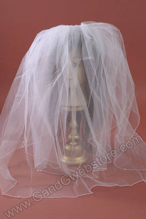 2t Pencil Edge Veil W/ Crystal White