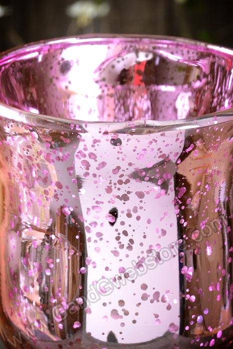 4" Mercury Glass Candle Holder Pink