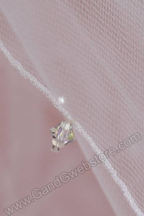 2t Pencil Edge Veil W/ Crystal White