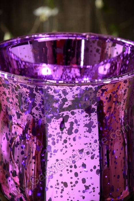 4" Mercury Glass Candle Holder Purple