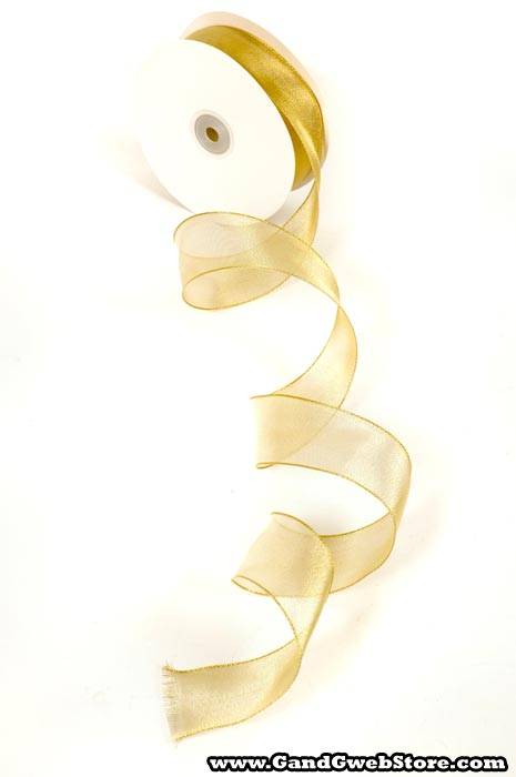 1.5"x25yds Wired Met. Organza Ribbon Gold