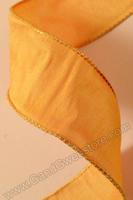 2.5" X 10yds Wired Anisha Ribbon Gold