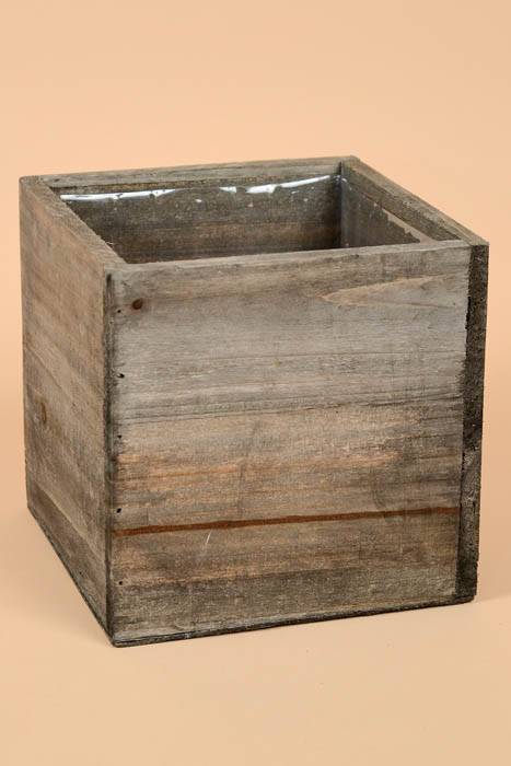 7" Square Woodland Planter Natural