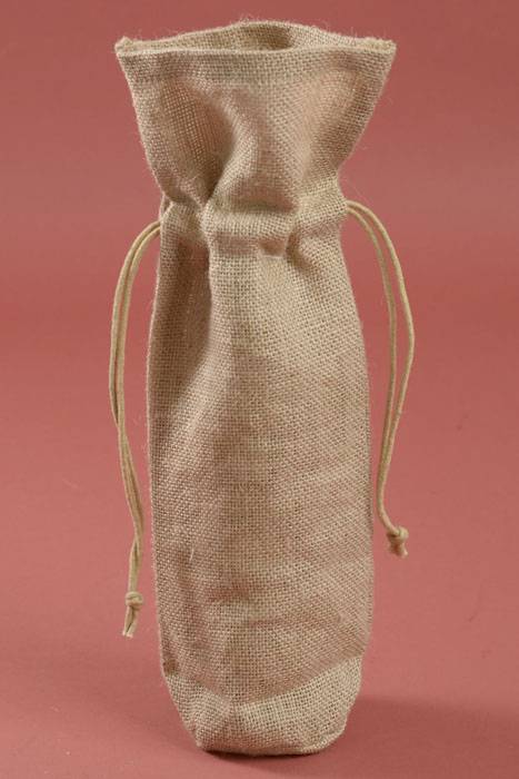 5.5 X 15 X 3.5" Jute Wine Bag Natural Pkg/6