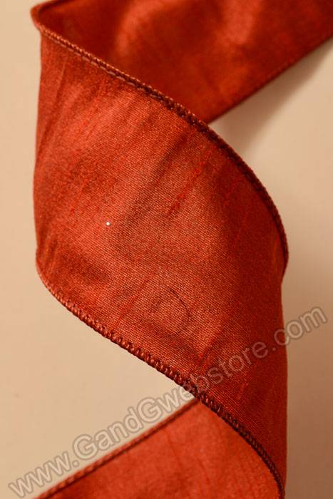 2.5" X 10yds Wired Anisha Ribbon Rust