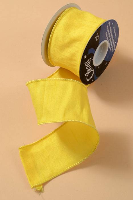 2.5" X 10yds Wired Anisha Ribbon Yellow