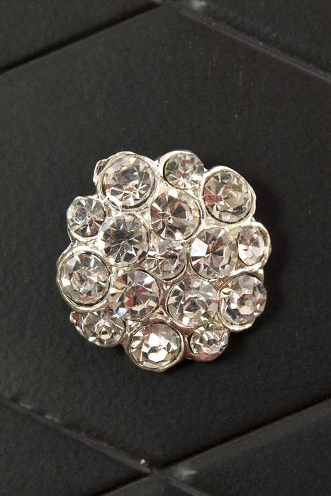 25mm Round Ribbon Button W/diamond Crystal Pkg/6