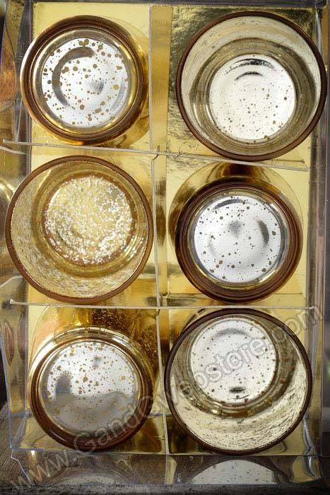 2.5" Mercury Glass Votive Holder Gold Pkg/6