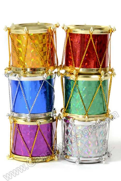 1.25" Laser Drum Ornament Assort Pkg/12