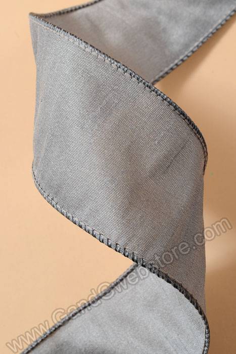 2.5" X 10yds Wired Anisha Ribbon Silver
