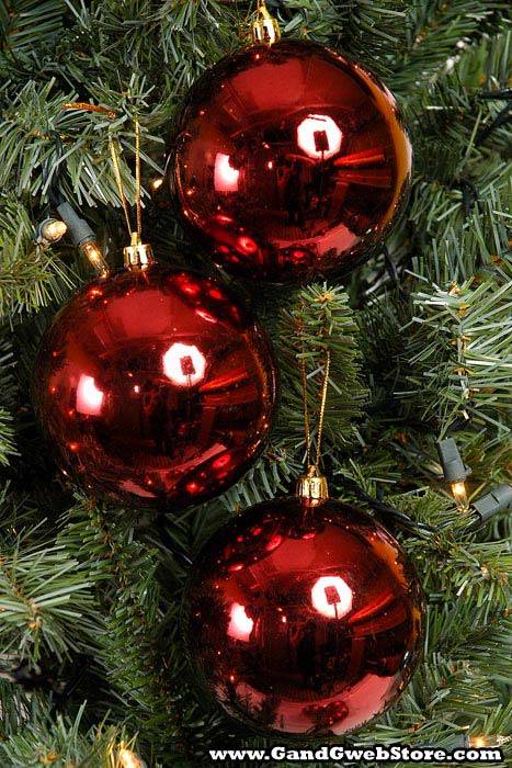 100mm Shiny Plastic Ball Burgundy Box/6