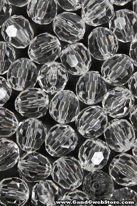 20mm Round Faceted Bead Crystal Clear Pkg/48