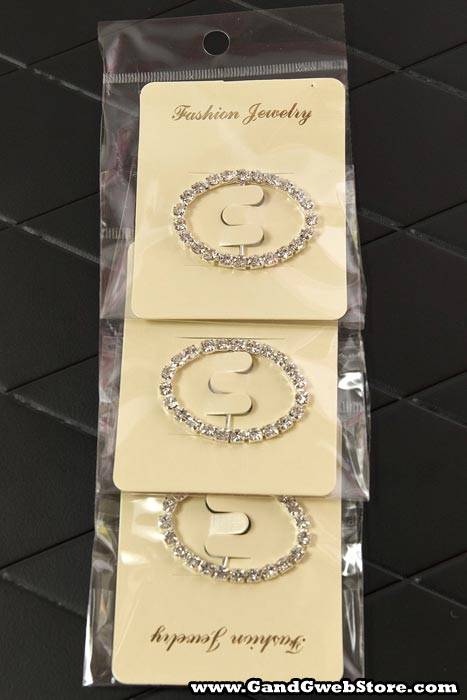 40mm X 30mm Oval Ribbon Button W/diamond Crystal Pkg/6