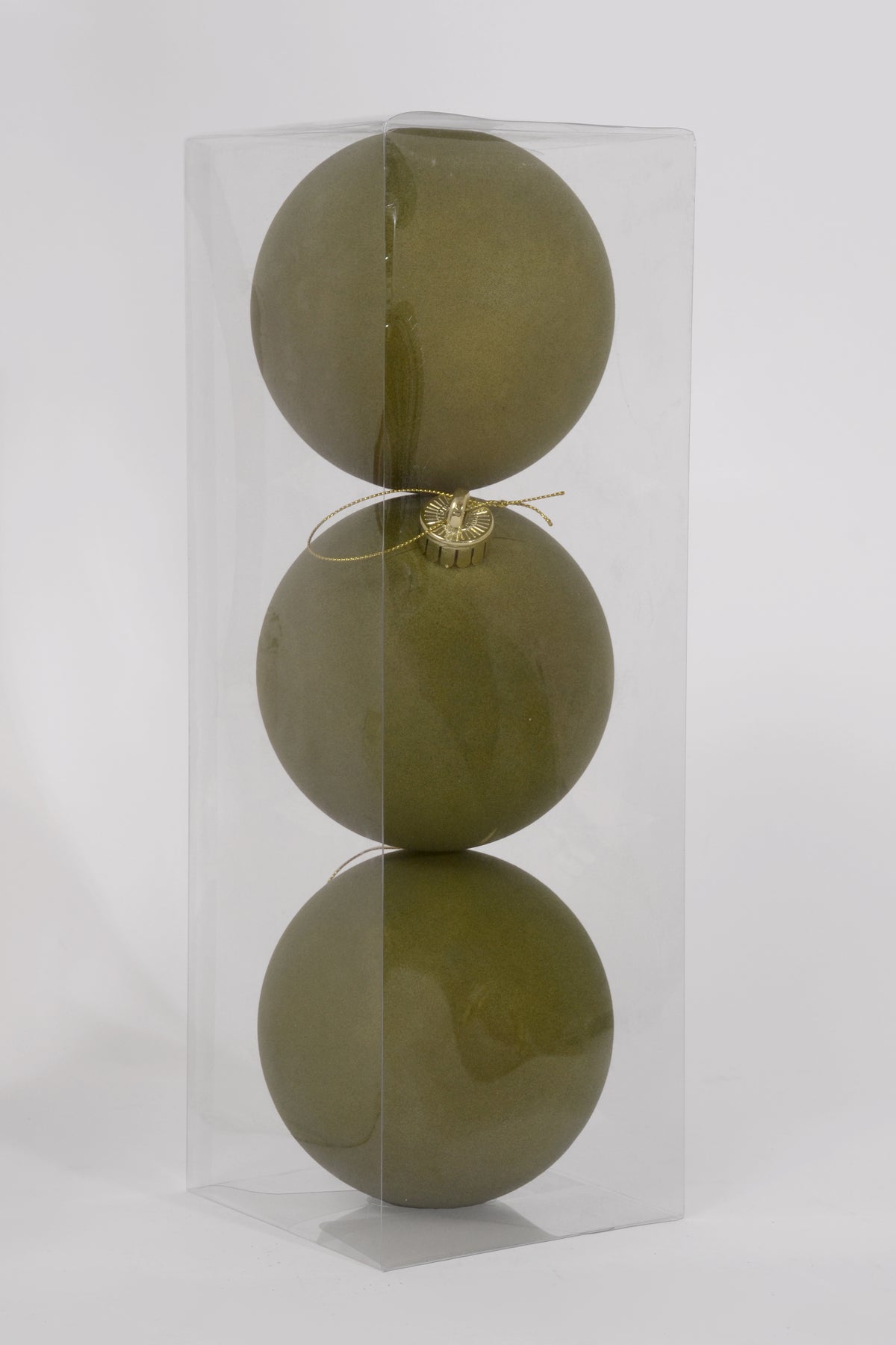 120MM Vp Flocked Ball Ornament Moss Green Pkg/3