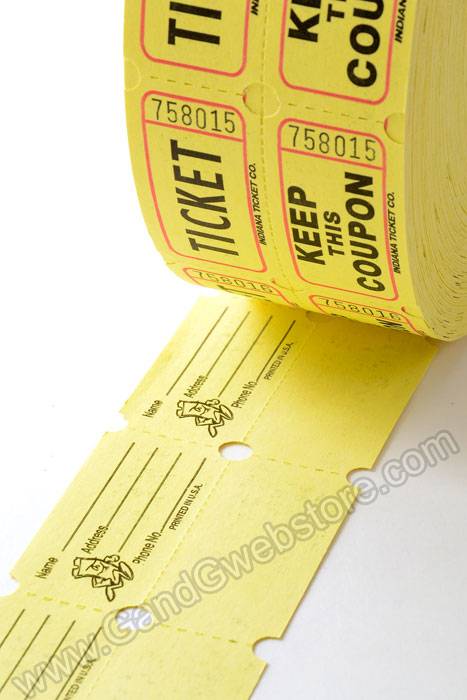 Double Roll Raffle Ticket Yellow 1000/roll