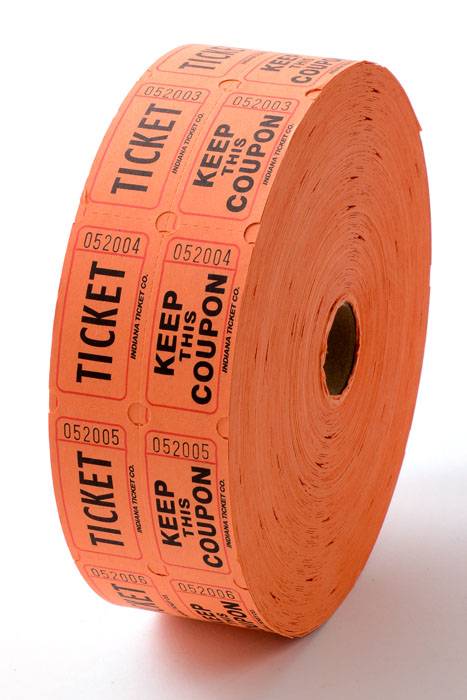 Double Roll Raffle Ticket Orange 1000/roll