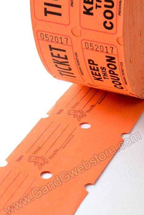Double Roll Raffle Ticket Orange 1000/roll