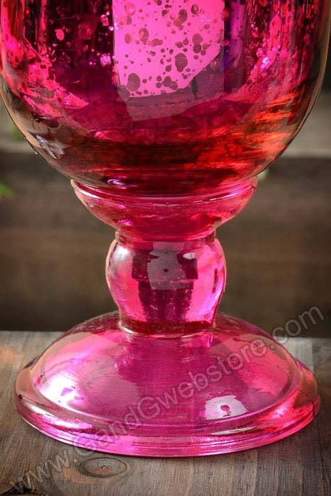 6" Mercury Glass Candle Holder Fuchsia