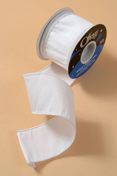 2.5" X 10yds Wired Anisha Ribbon White