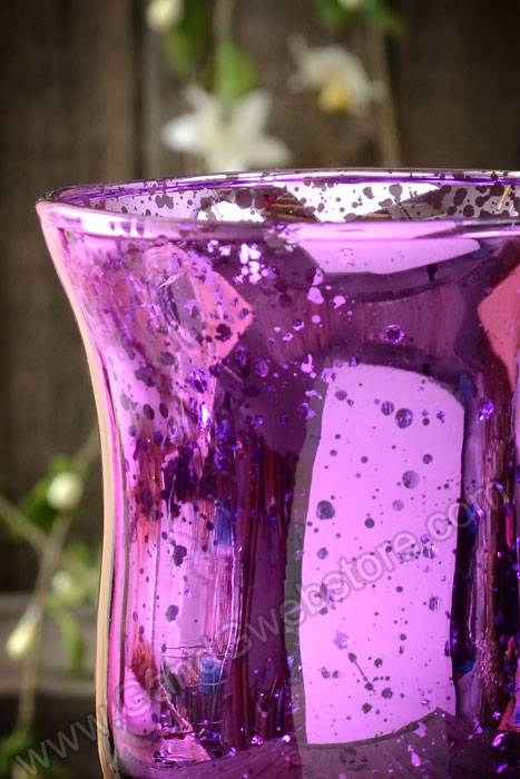 3.75" Mercury Glass Candle Holder Purple