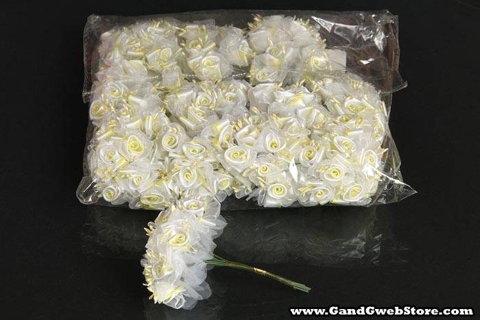 4" Satin Flower Yellow Pkg/12