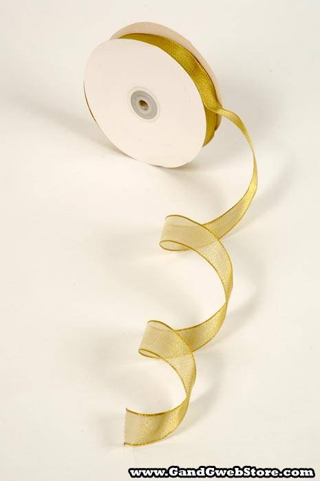1" X 25yds Wired Met. Organza Ribbon Gold