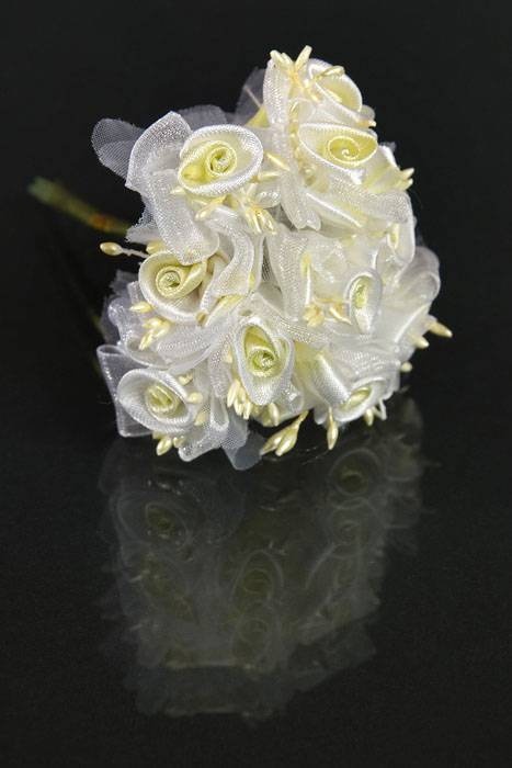 4" Satin Flower Yellow Pkg/12