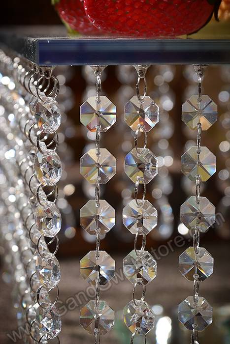 13.75" X 7.5" Squared Glass Cake Stand W/acrylic Beads Clear