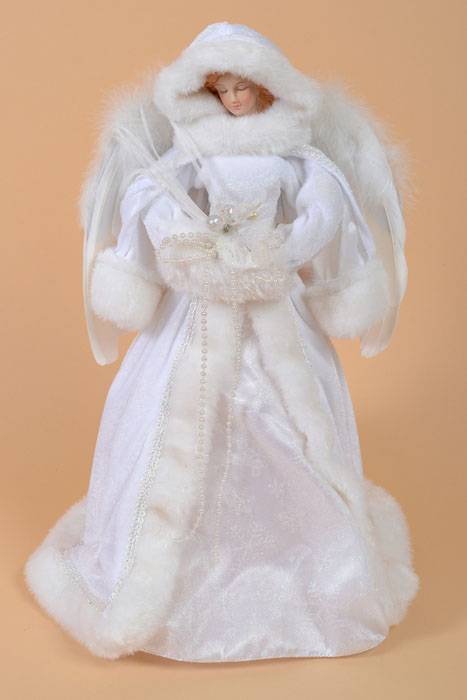 16" Angel W/hood & Hand Warmer White