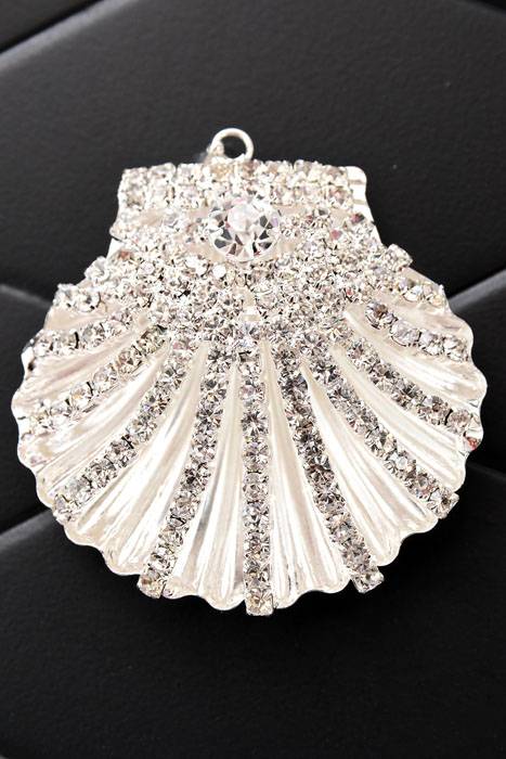 2" Shell Ribbon Button Crystal