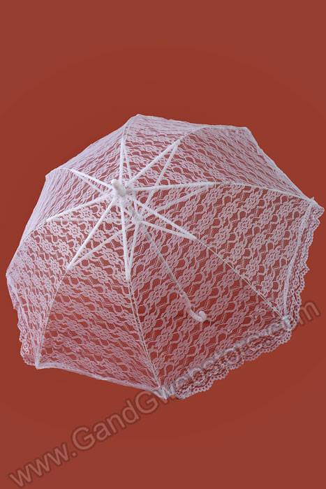 20" Lace Parasol White