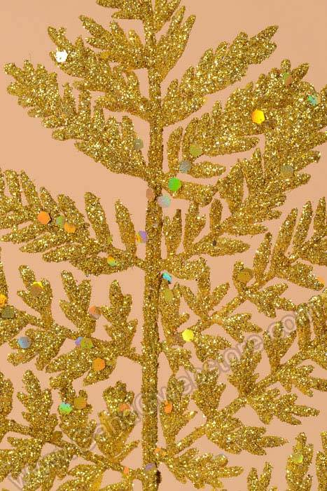 14" Glitter Leather Fern Gold Pkg/12