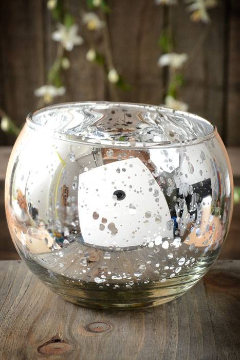 3.5" Mercury Glass Candle Holder Silver