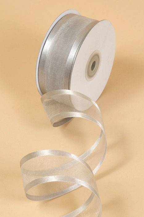 Organza Satin Edge Ribbon - Silver
