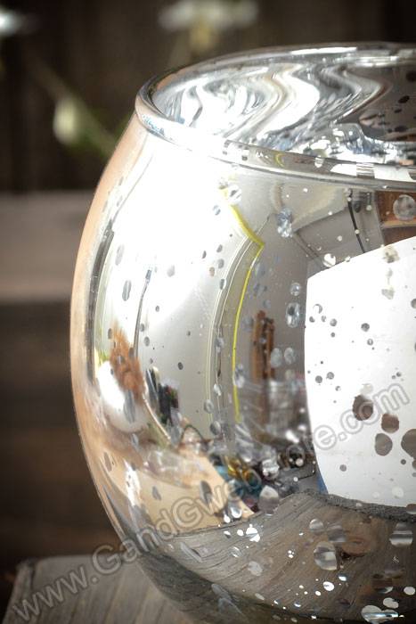 3.5" Mercury Glass Candle Holder Silver